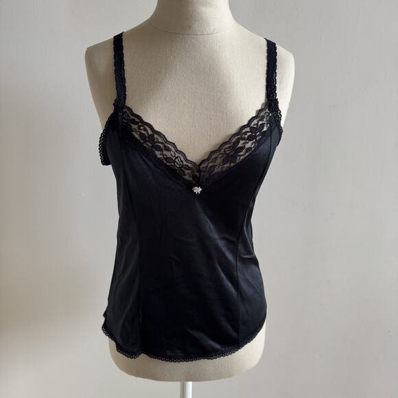 VTG Cami Ladies 36 Baby Doll Black Lace Straps Coquette Feminine Romantic USA - Picture 3 of 12